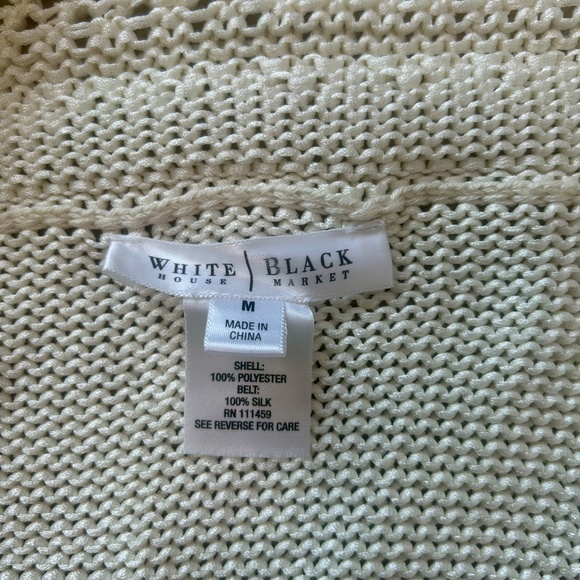 White House Black Market Cream Silky Knitted Cardigan Size M - Picture 4 of 4